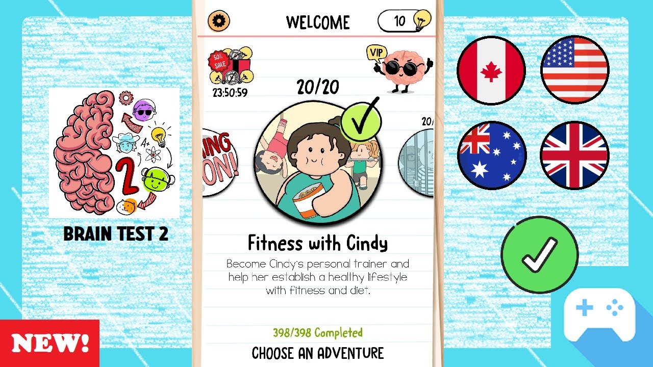 Brain Test 2 | Fitness with Cindy | All levels solved and explained ✅