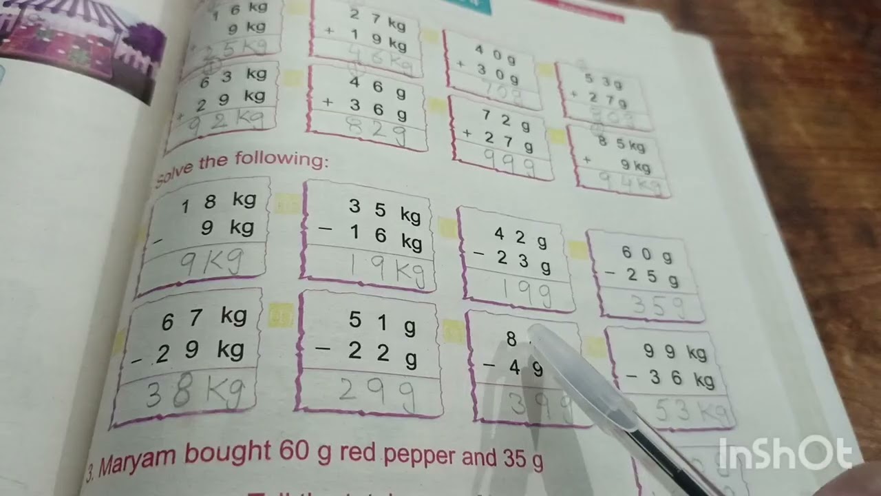 Mathematics class two unit 4 (Measuremen) (Exercise 4) solved 