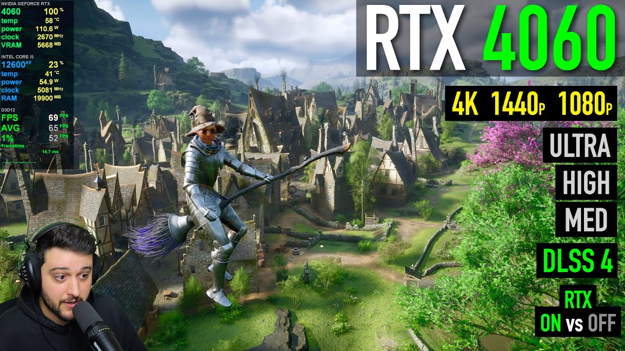 RTX 4060 - Hogwarts Legacy - FPS tested at 1080p, 1440p and 4K!
