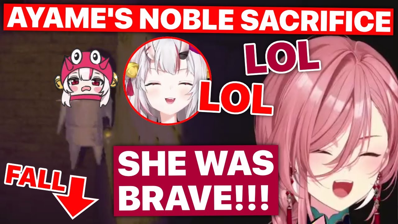 Ayame Makes A Noble Sacrifice; Lui Can't Stop Laughing As Ayame Falls (Hololive) [Eng Subs]