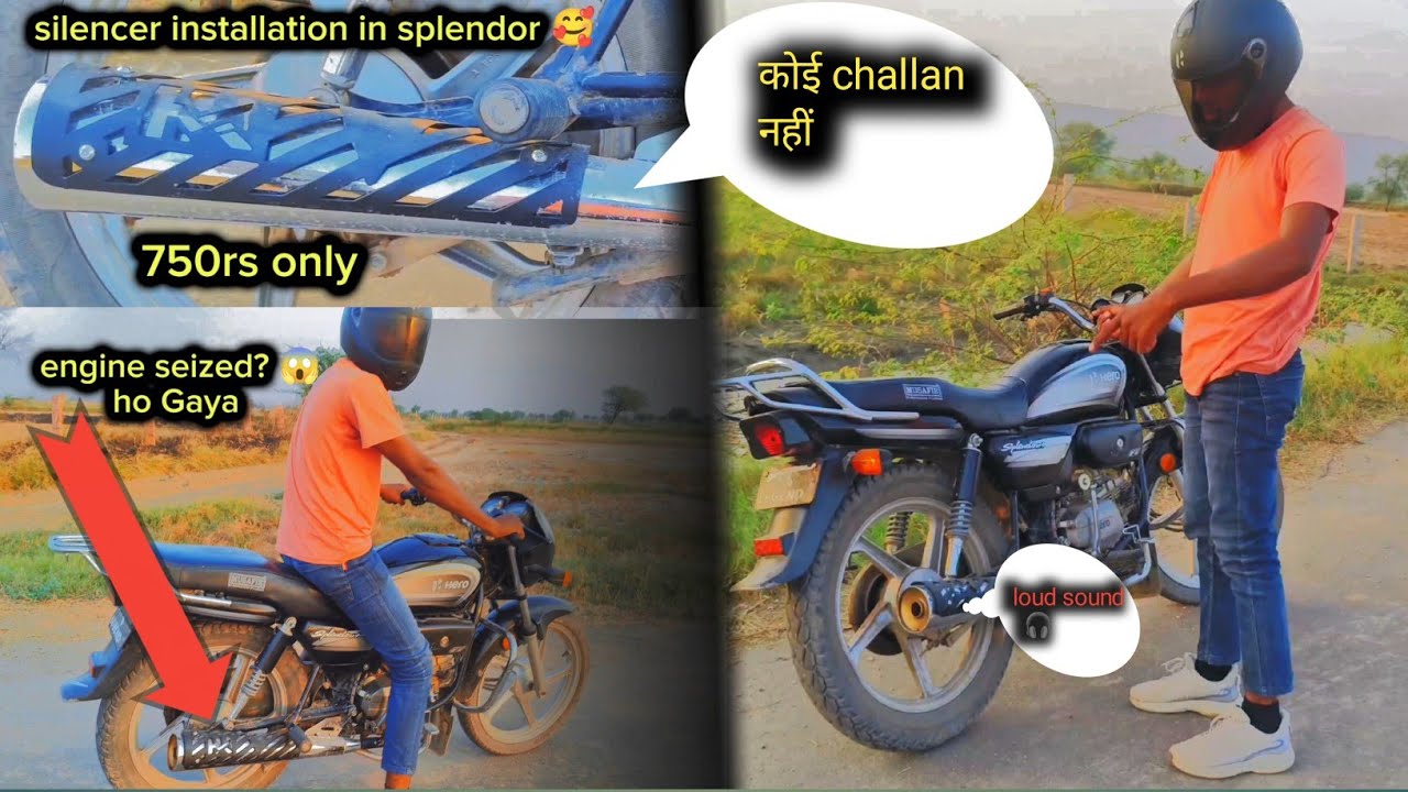 hero splendor में loud 🙉 Exhaust Hk Silencer ! cheapest price ! modified splendor ! Viral video
