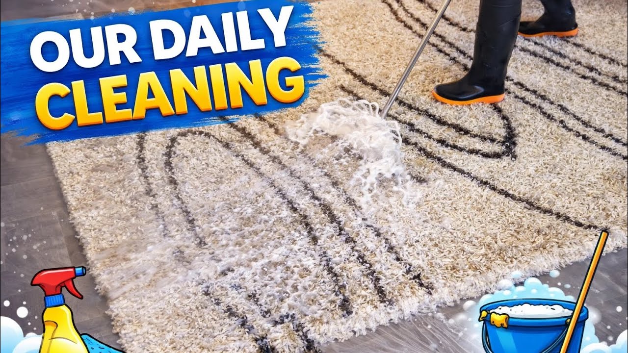 OUR  DAILY  CLEANING || how to clean a shaggy carpet || 