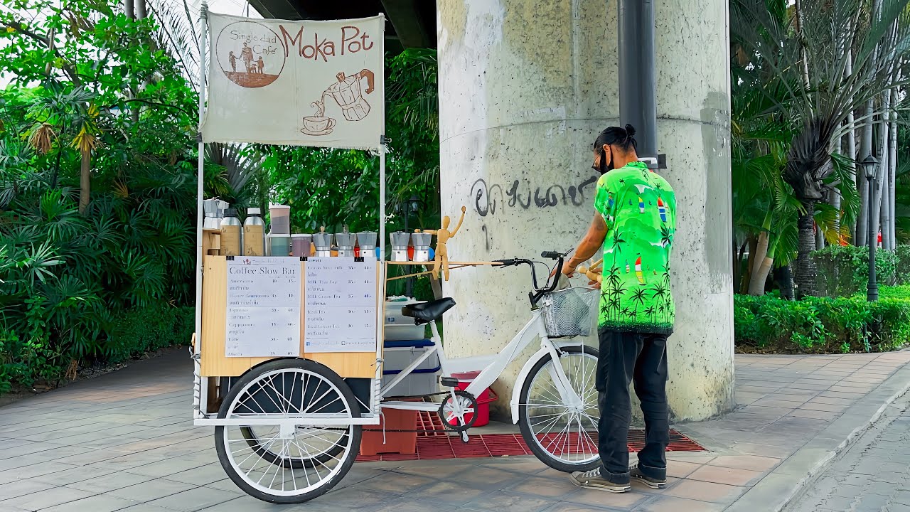 ASMR Cafe Vlog Mini coffee shop DIY Wood Mobile Pop up Barista Work Hard Kopi Bike Idea Slow Bar