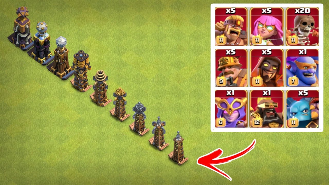 Super troops vs Hidden Teslas : clash of clans challenge