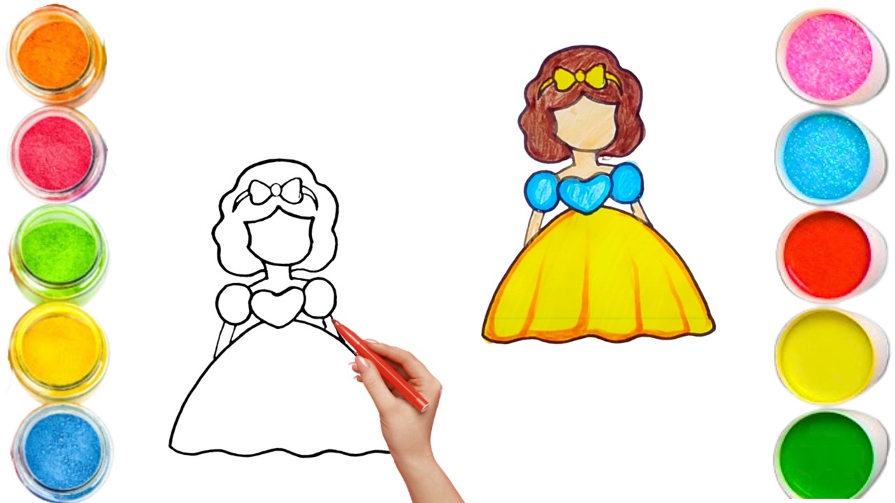How To Draw cute Princess Drawing, Painting & Coloring For Kids and Toddlers_ Child Art 🌈🎨
