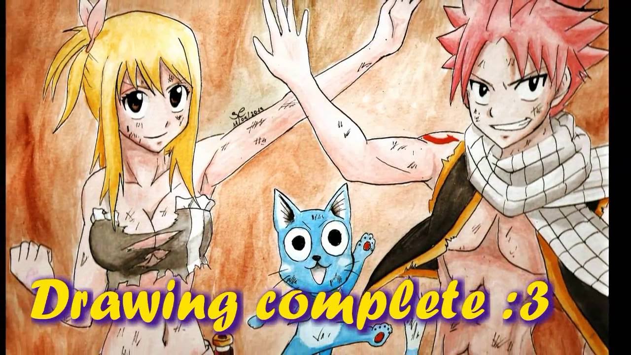 Speed drawing Lucy, Natsu and Happy -Fairy Tail-
