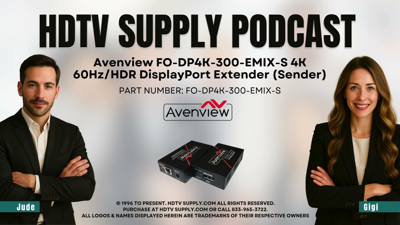 Avenview FO-DP4K-300-EMIX-S 4K 60Hz/HDR DisplayPort Extender (Sender)
