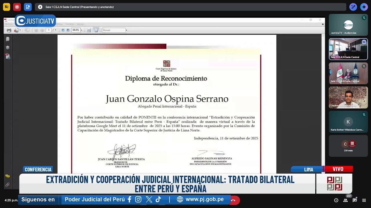 🔴#EnVivo | Conferencia magistral: &ldquo;𝑬𝒙𝒕𝒓𝒂𝒅𝒊𝒄𝒊&oacute;𝒏 𝒚 𝑪𝒐𝒐𝒑𝒆𝒓𝒂𝒄𝒊o𝒏 𝑱𝒖𝒅𝒊𝒄𝒊𝒂𝒍 𝑰𝒏𝒕𝒆𝒓𝒏𝒂𝒄𝒊𝒐𝒏𝒂𝒍&rdquo;