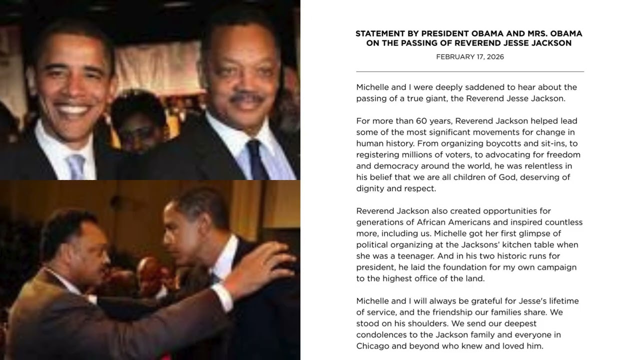 President Barack Obama pays tribute to the late Rev. Jesse Jackson