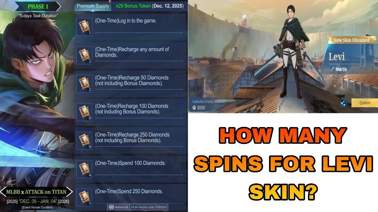 HERE IS HOW MANY SPINS I DID TO GET ATTACK ON TITAN LEVI ( MARTIS ) SKIN🥰