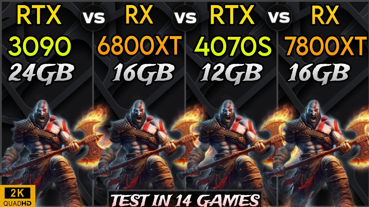 RTX 3090 vs RX 6800 XT vs RTX 4070 Super vs RX 7800 XT - Test In 14 Games - 2K/1440p