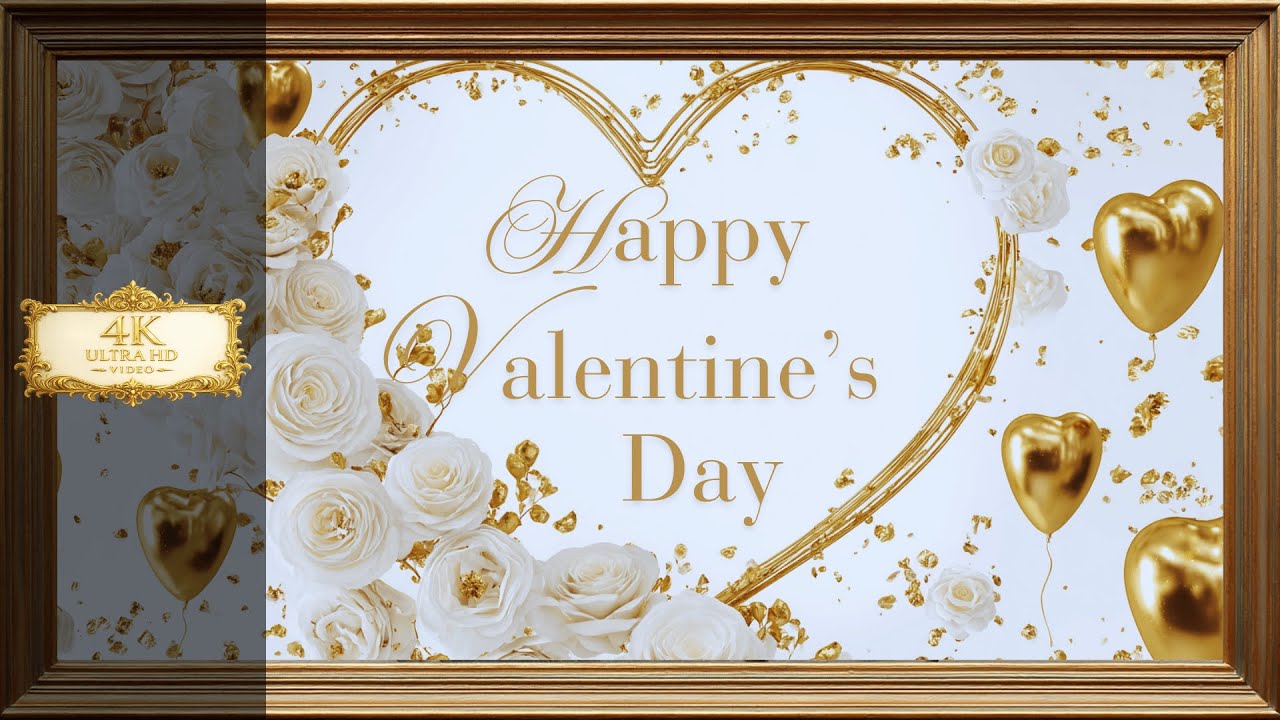 2 Hours of Luxury Romance 4K White Rose & Gold Heart Art | Happy Valentine's Day