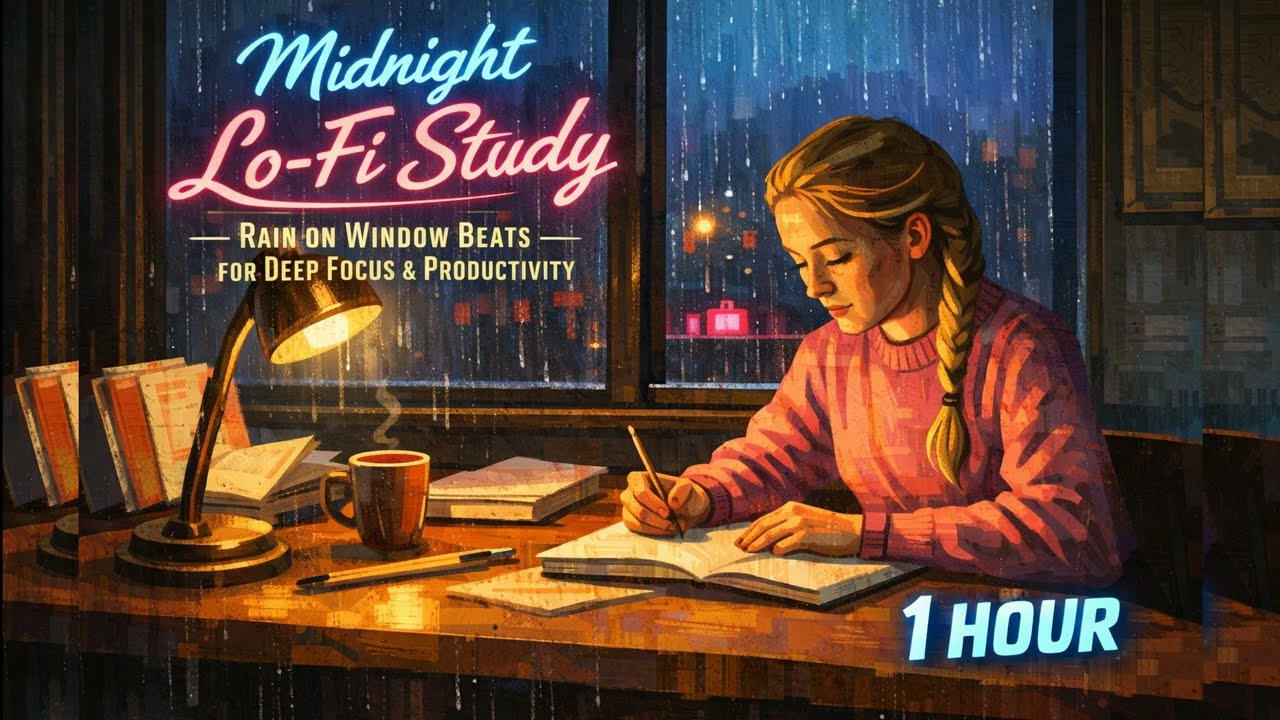1 Hour Midnight Lo-Fi Rain 🌧️ Study Beats for Deep Focus & Night Productivity