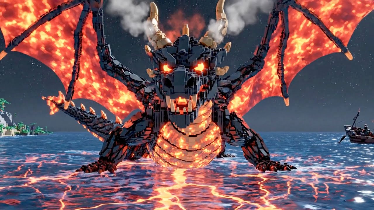 LEGO Hunting the SEA DRAGON Fire-Breathing Ocean Dragon Mythical LEGO Sea Monster