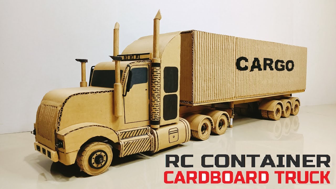 How to make an RC Container Trailer Truck from cardboard | DIY Cardboard RC Container Trailer Truck