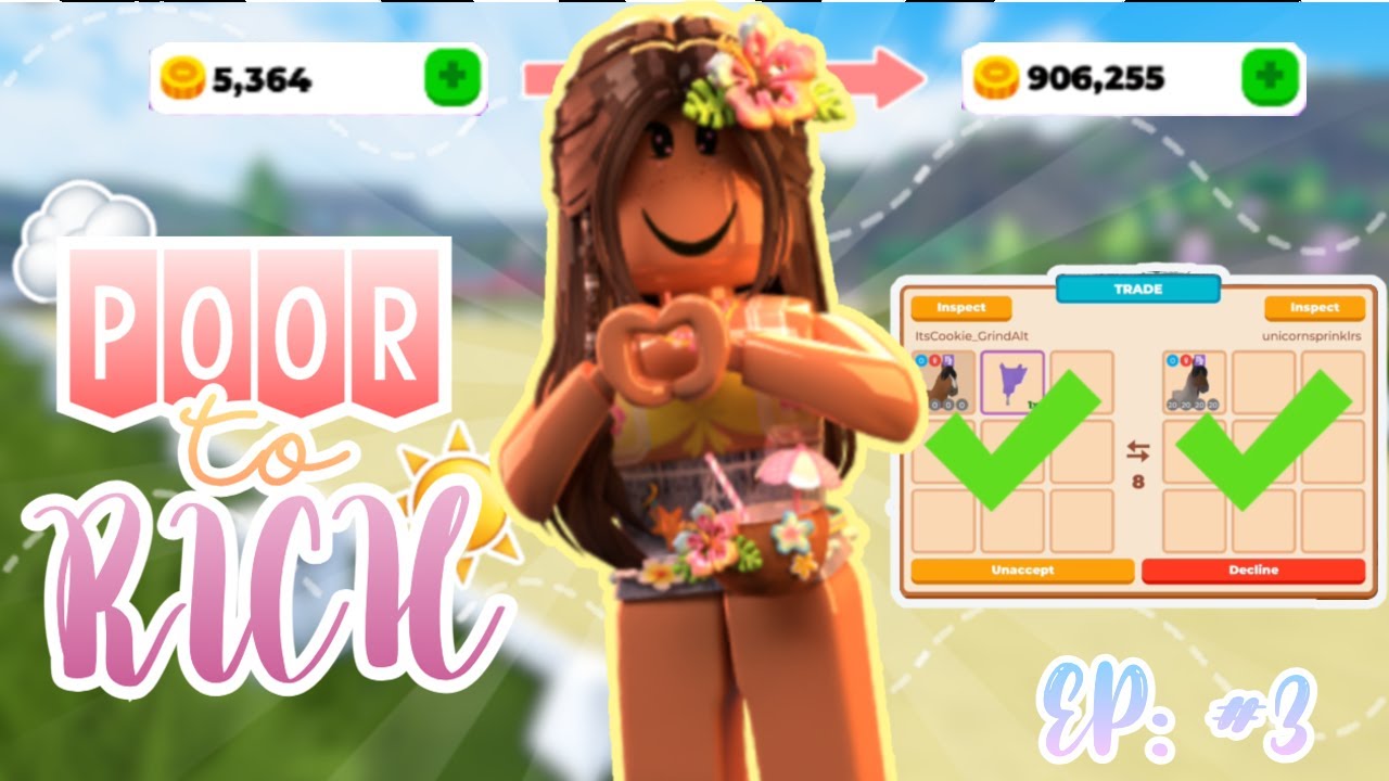 ⭐️ПЫТАЮСЬ ИЗ БЕДНОСТИ В БОГАТОСТЬ!💲*Торговля*👀 Roblox Horse Valley | Из бедности в богатство | Эп...