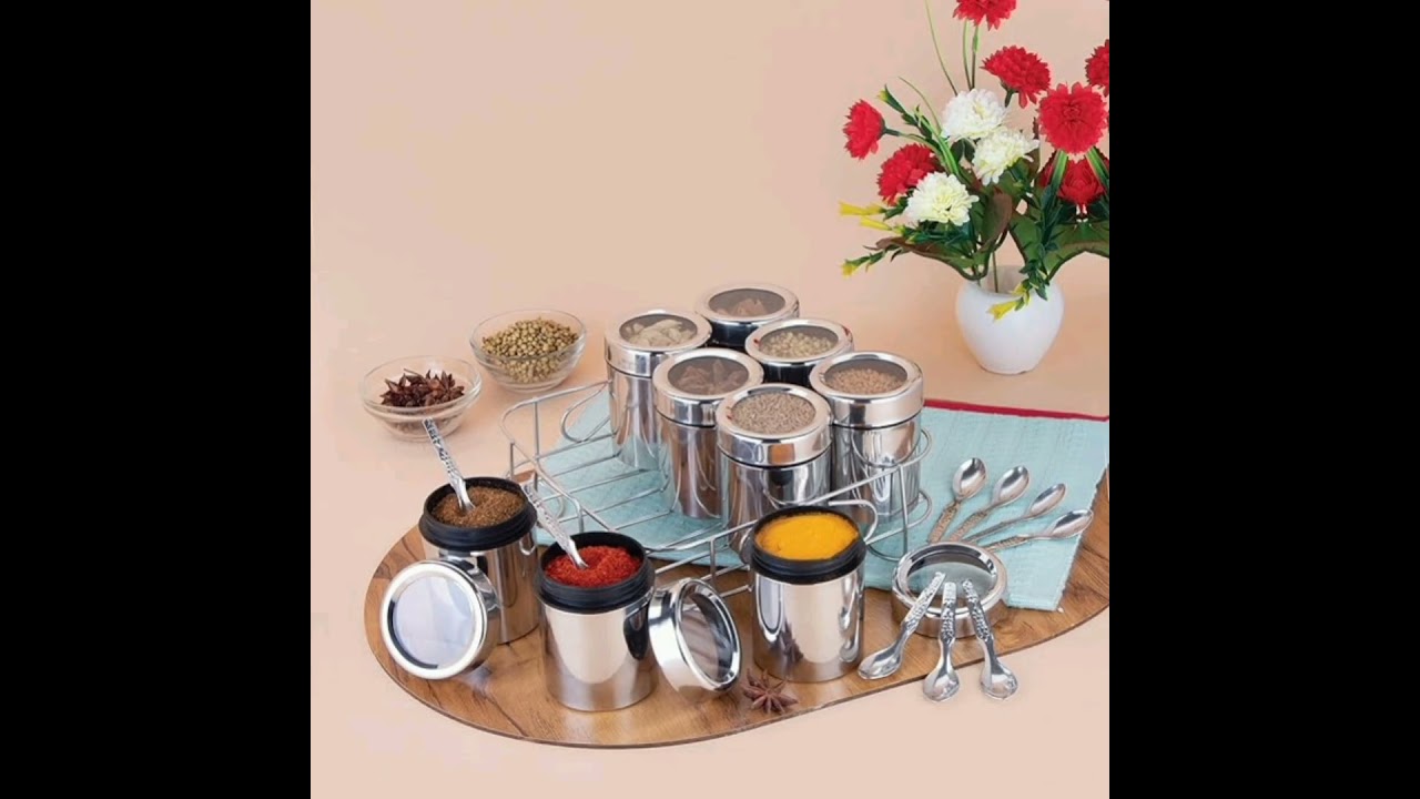 STEEPLE Squre Plus Stainless Steel Masala Box | Spice Box with See-Through Lid