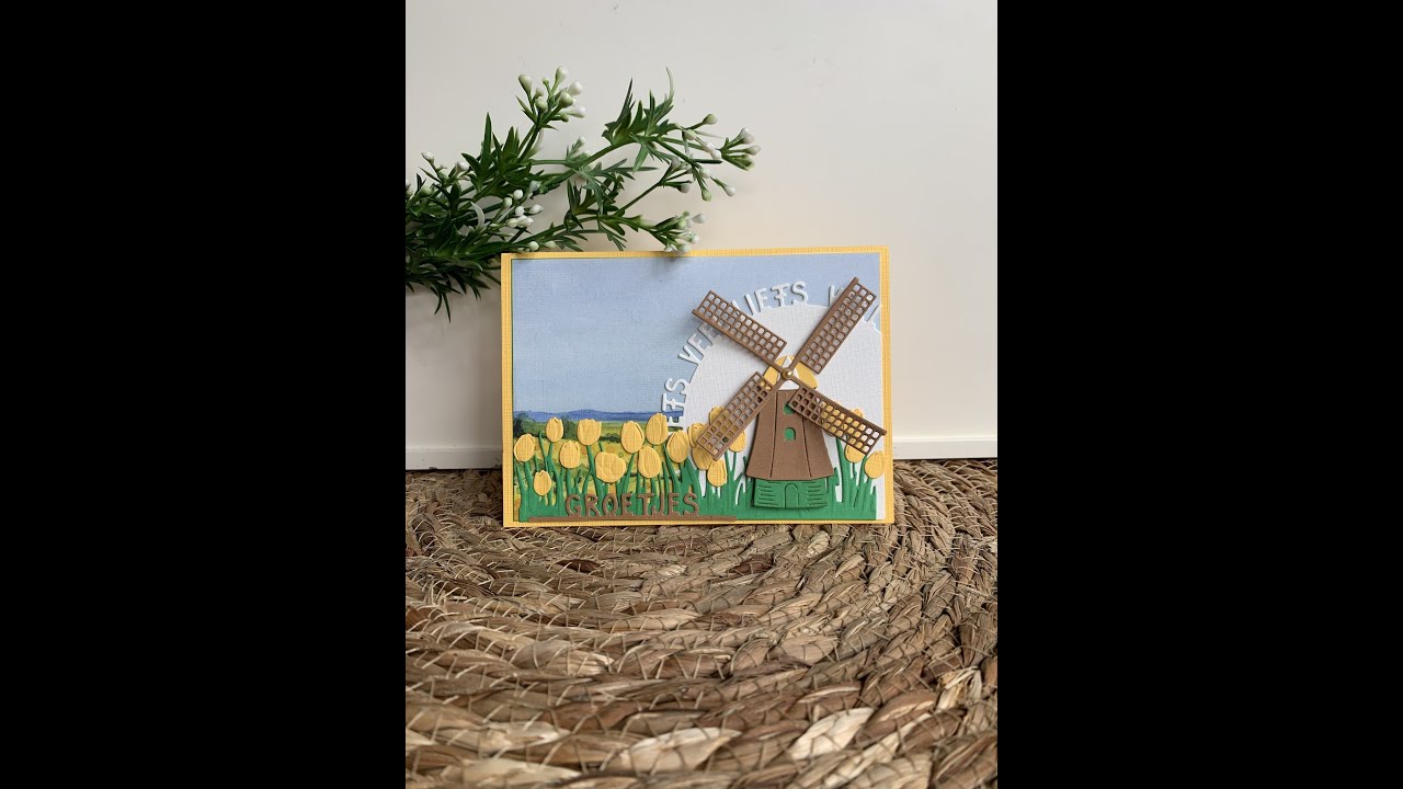 Voorjaarskaart groetjes met Tulpen Marianne Design