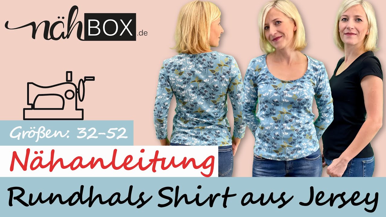 Rundhalsshirt aus Jersey nähen - Schritt für Schritt Nähanleitung