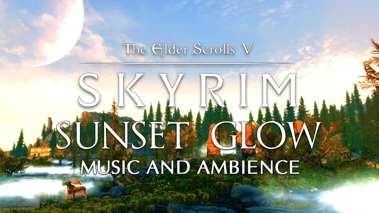 A Beautiful Sunset Glow in Skyrim | Skyrim Spring Ambience | Skyrim/Elder Scrolls Music