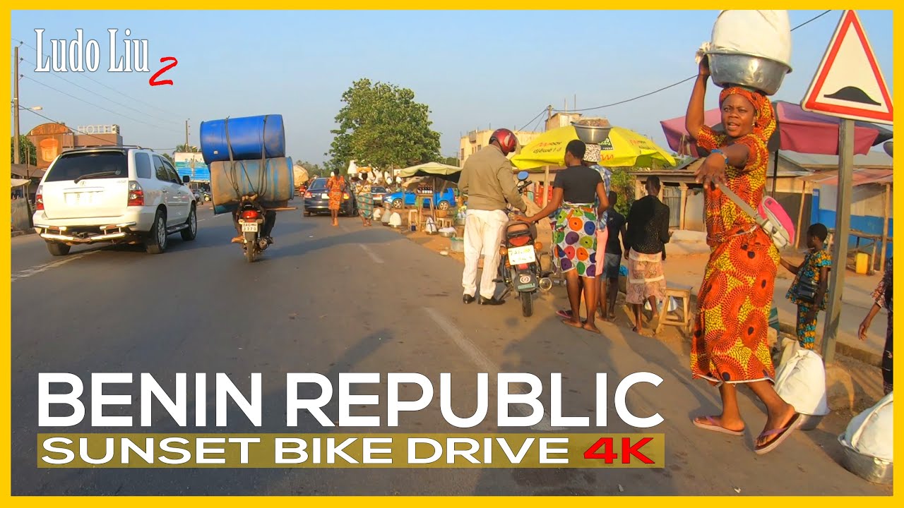 Benin 4k Ultra HD Sunset Drive on a motorcycle - AFRICA TRAVEL