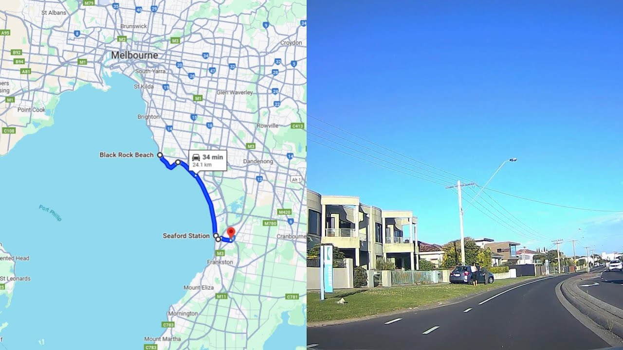 4K DASH CAM AUSTRALIA, Victoria, MELBOURNE. Coastal drive  from Black Rock to Mordialloc