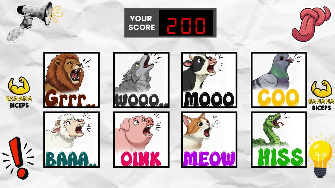 EASY Animal Sounds Say The Word On Beat Challenge 16 | SCORE BOARD | Fast Rhythm Test | Christmas