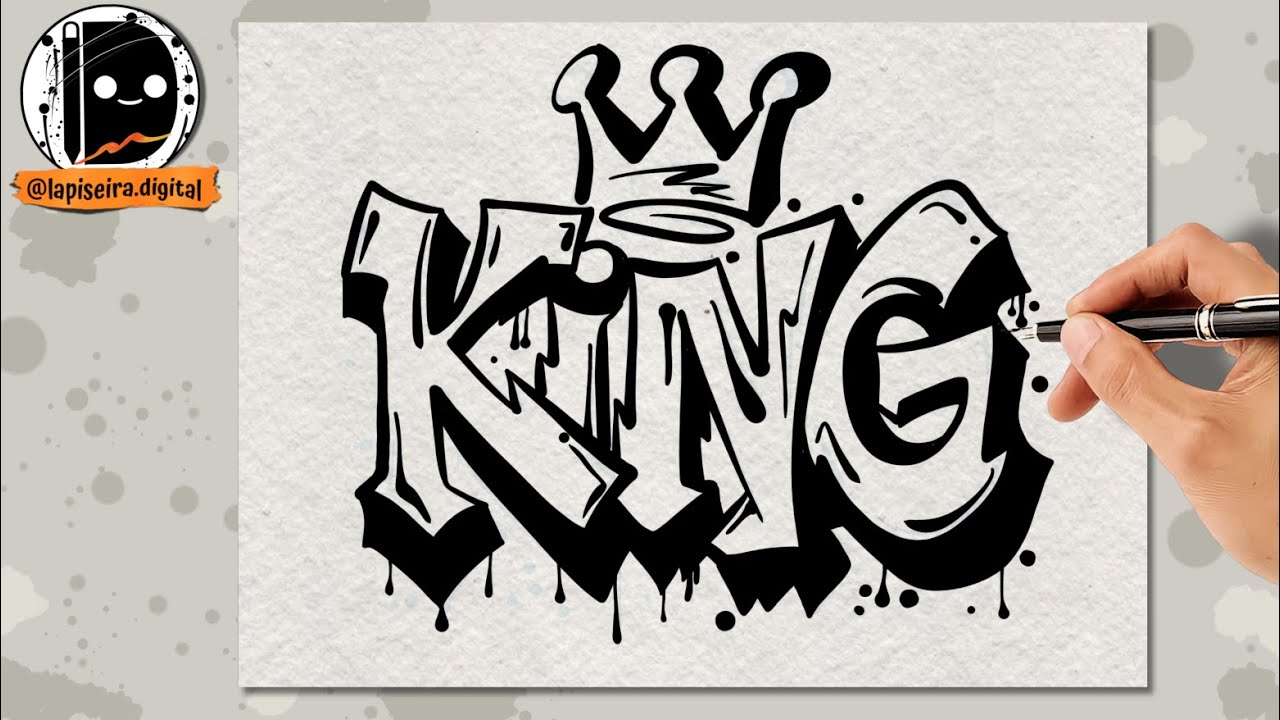 Como desenhar o nome king passo a passo que significa rei em portugues