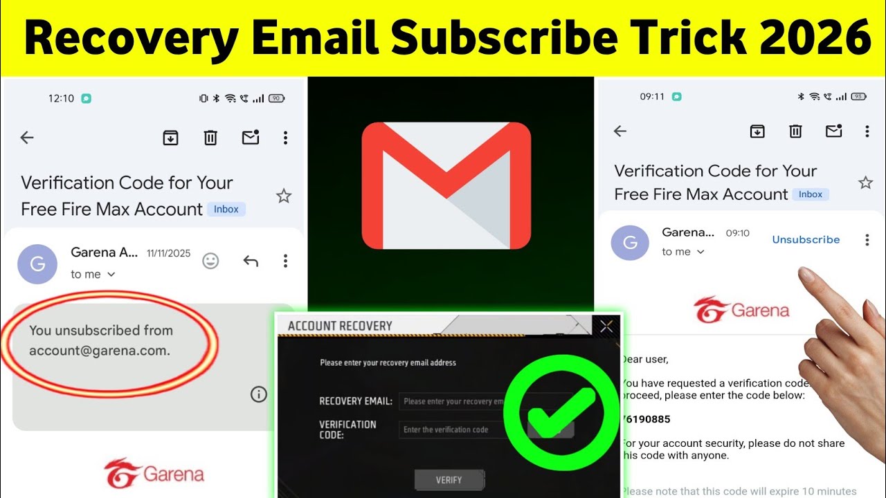 Garena Unsubscribe mail ko Subscribe Kaise Kare | Free Kaise Recovery Email Otp problem solve 2026 