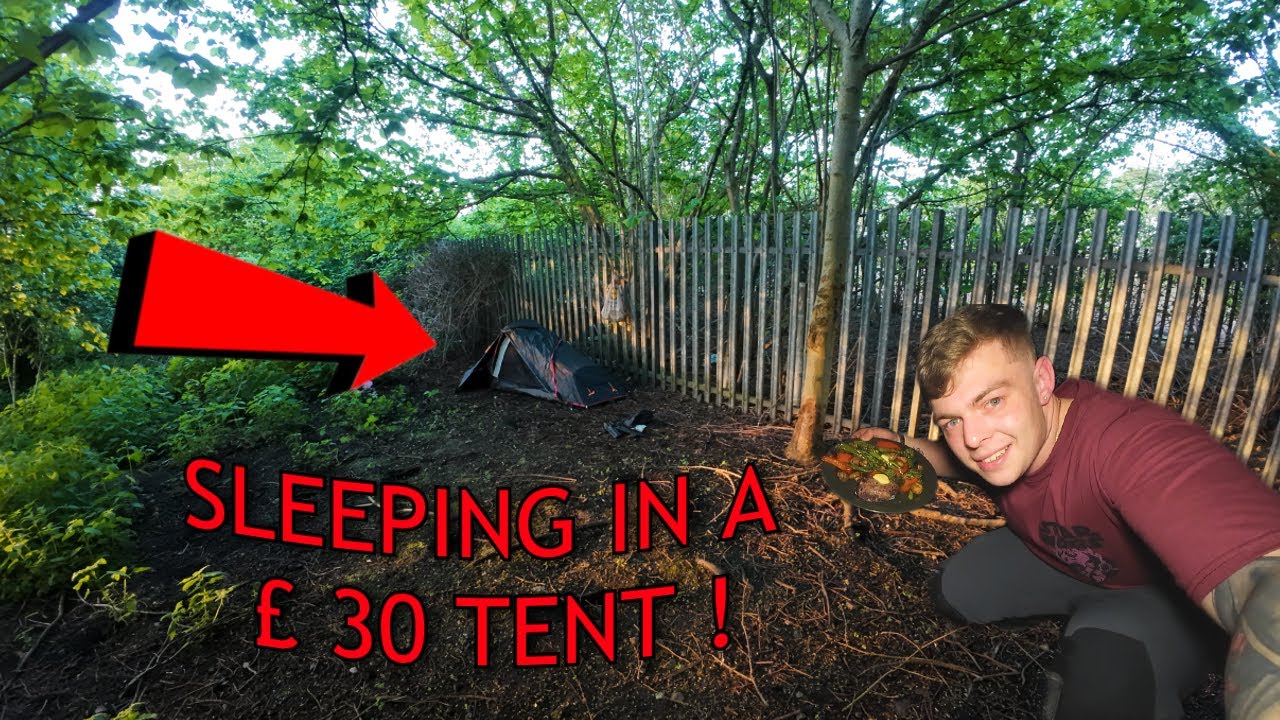 STEALTH CAMPING BEHIND A PUBLIC FIELD AND FIRE COOKED STEAK !!!