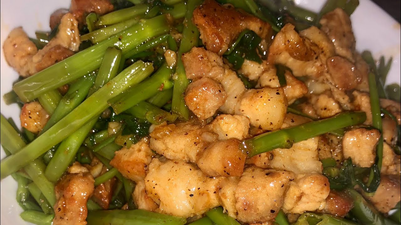 Pork Belly & Water Spinach Stir Fry (cha ta-kuon) ♡ | COOK WITH ME
