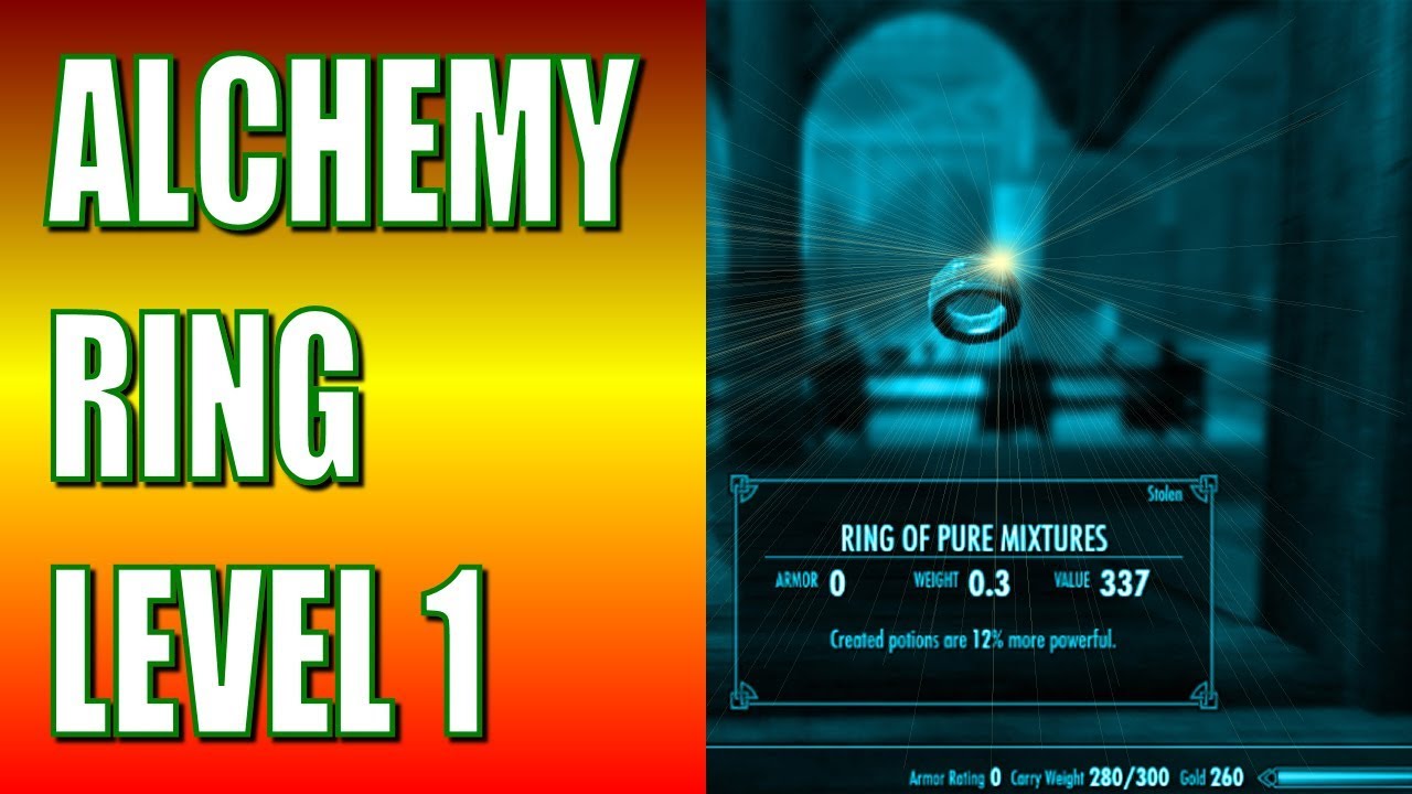 Skyrim Gameplay - How to Get an Alchemy Ring at LEVEL ONE! - Legendary Difficulty (No Cheats)