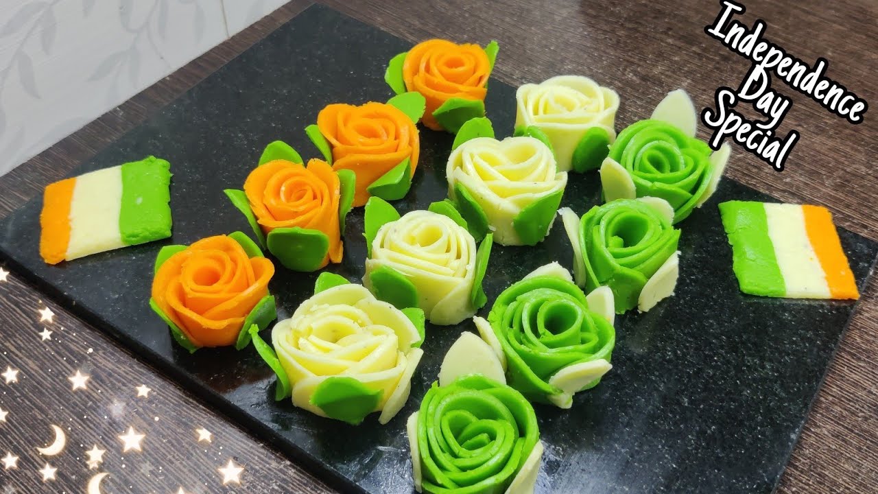 Rose Flower Sweet | Independence Day Special Dessert | Milk powder Dessert