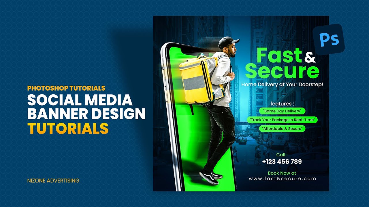 Home Delivery Service Social Media Design Tutorial | Photoshop Tutorial