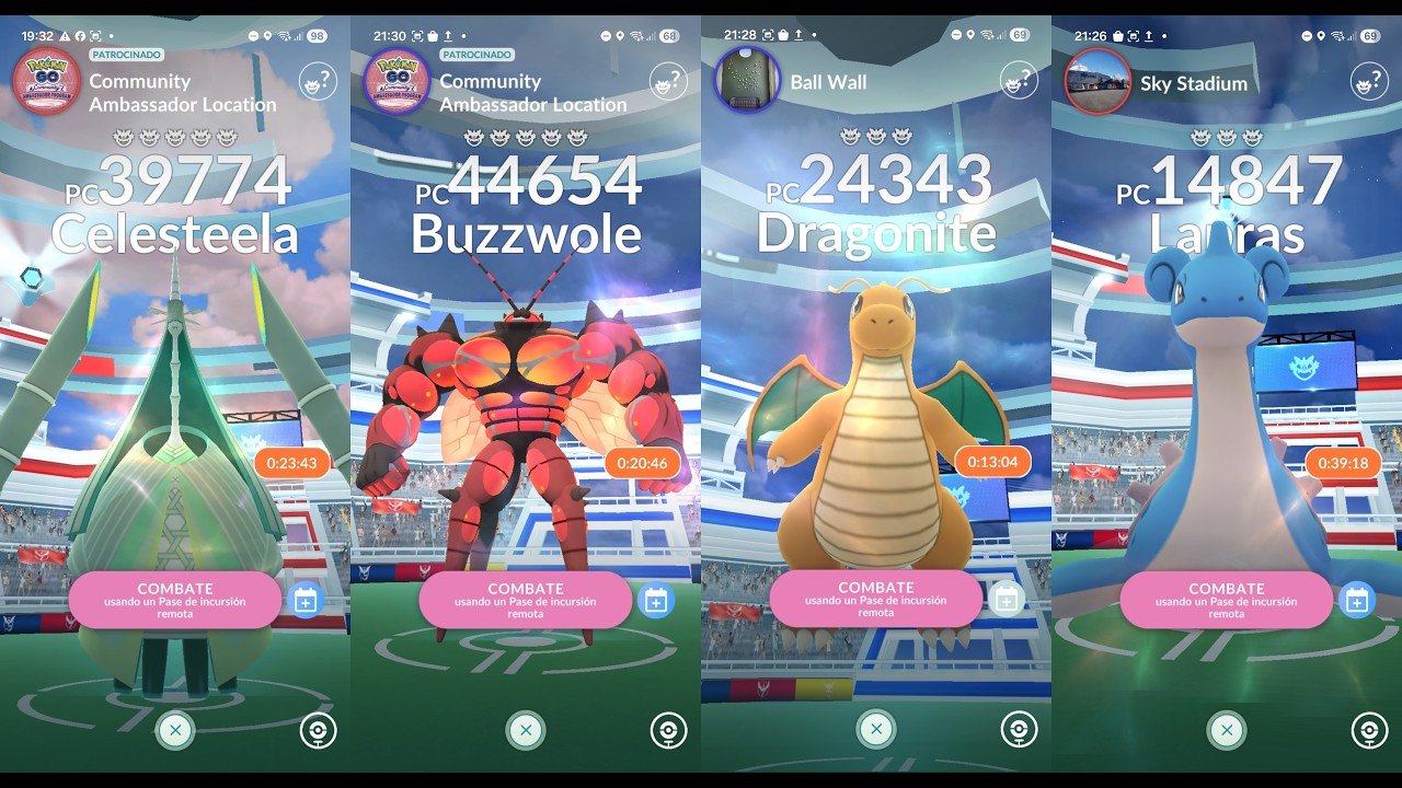 Invitaciones a ULTRAENTES DRAGONITE LAPRAS SNORLAX POSIBLE FONDO Pokemon GO live Remote raid invites