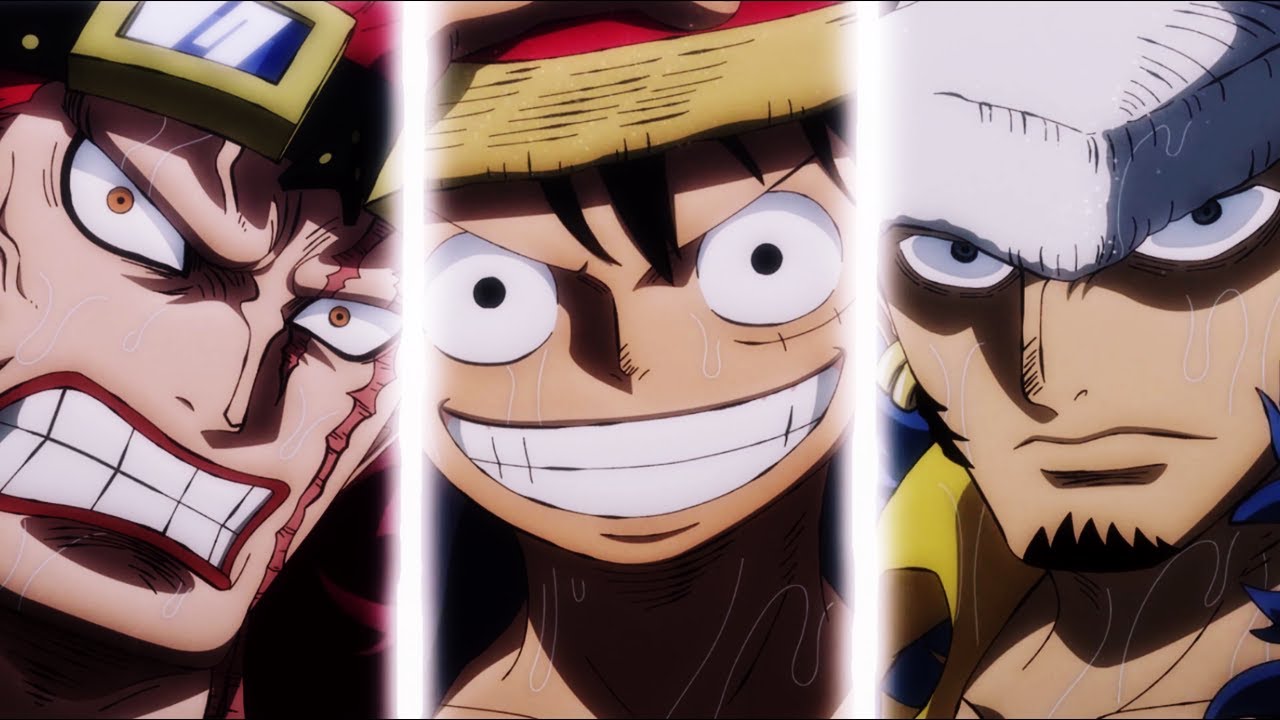 Luffy, Kid and Law Appear , 
