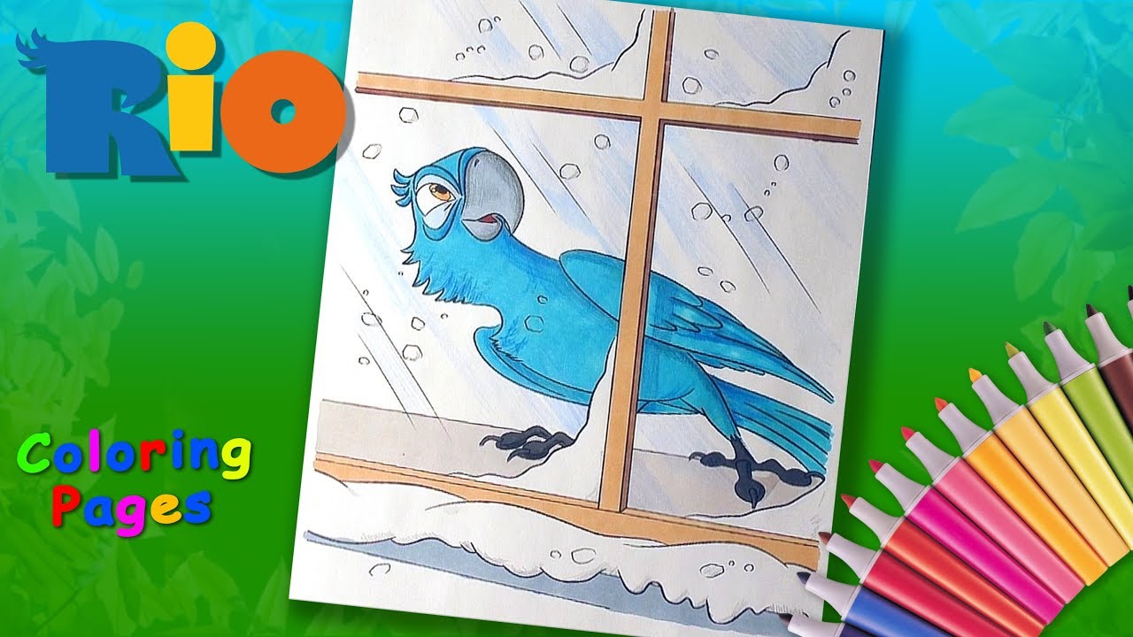 How to Color Blu from Rio. Coloring pages for kids.