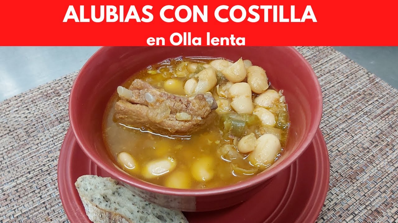 Alubias con costilla en Olla lenta.- RecetasdeLuzMa