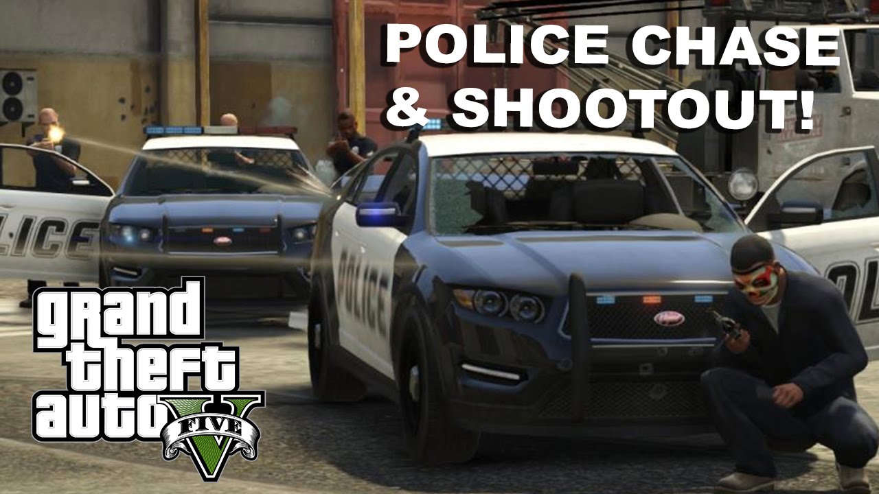GTA V - AI Police Chase and Shootout