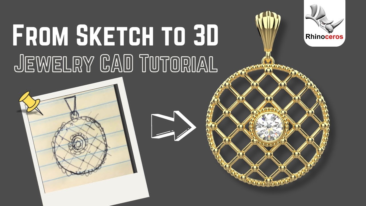 Turn 2D Sketch Into 3D Model: Jewelry CAD Tutorial with Rhino 3D #485