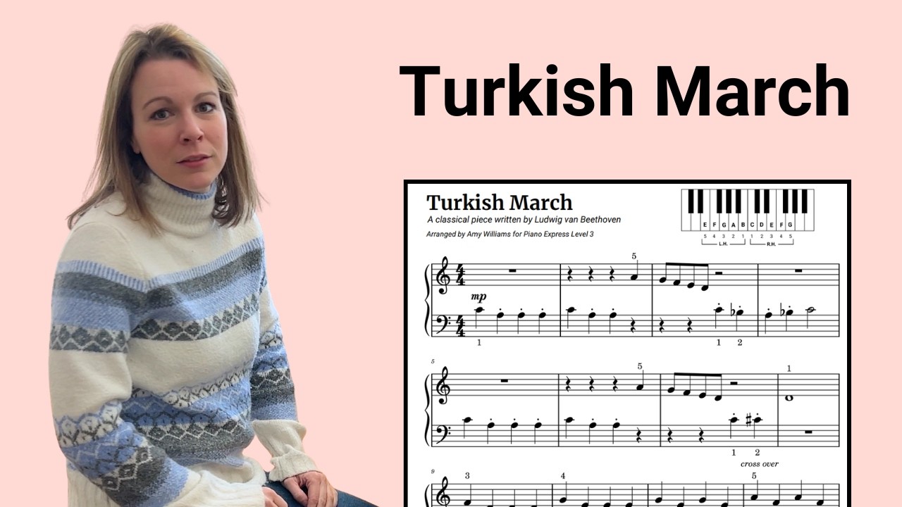 Турецкий марш (Бетховен) - аранжировка для фортепиано (легкий вариант) | Песня месяца