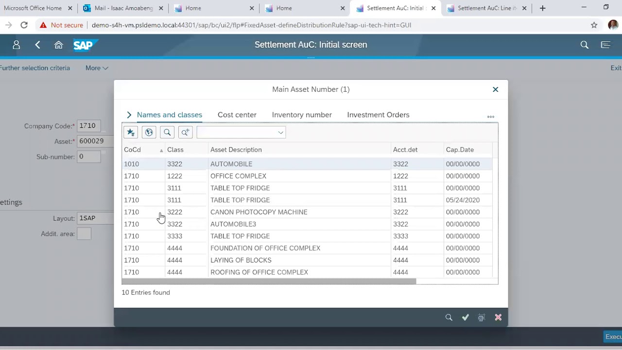 SAP S/4HANA - Settlement of AUC