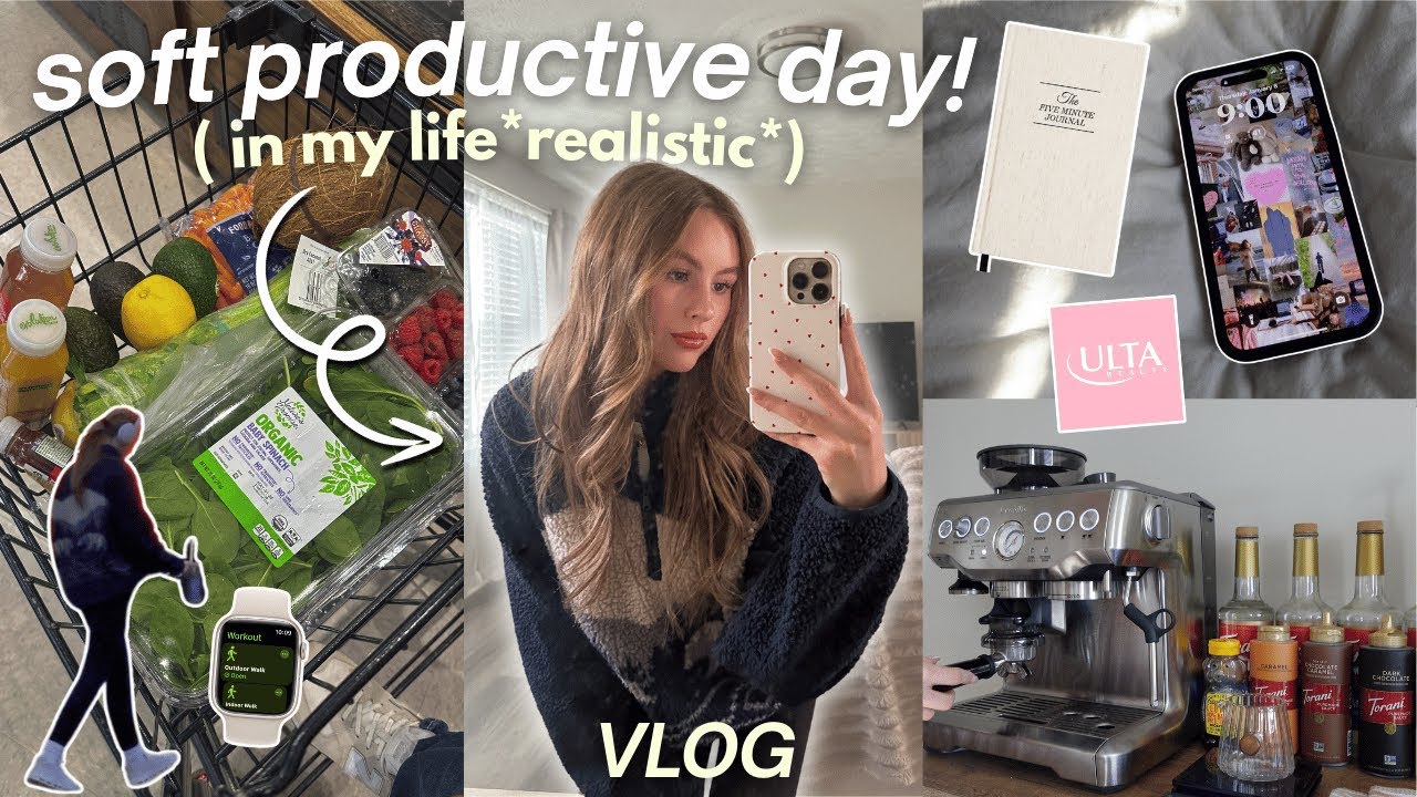 9AM *soft* productive day in my life🌤️staying locked in, healthy habits, self care, cleaning & more!