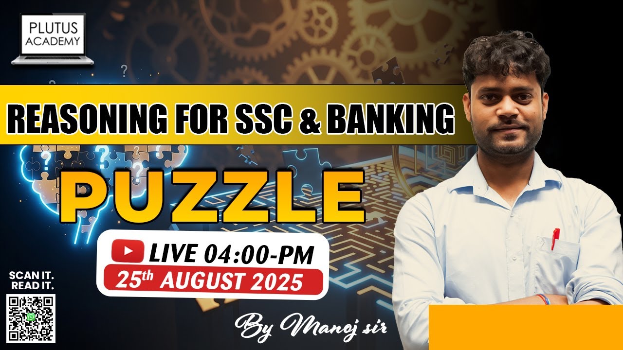 🔴 Live Reasoning Puzzle | Class -2 | Manoj Sir | Crack Competitive Exams | Plutus Academy | #ssccgl