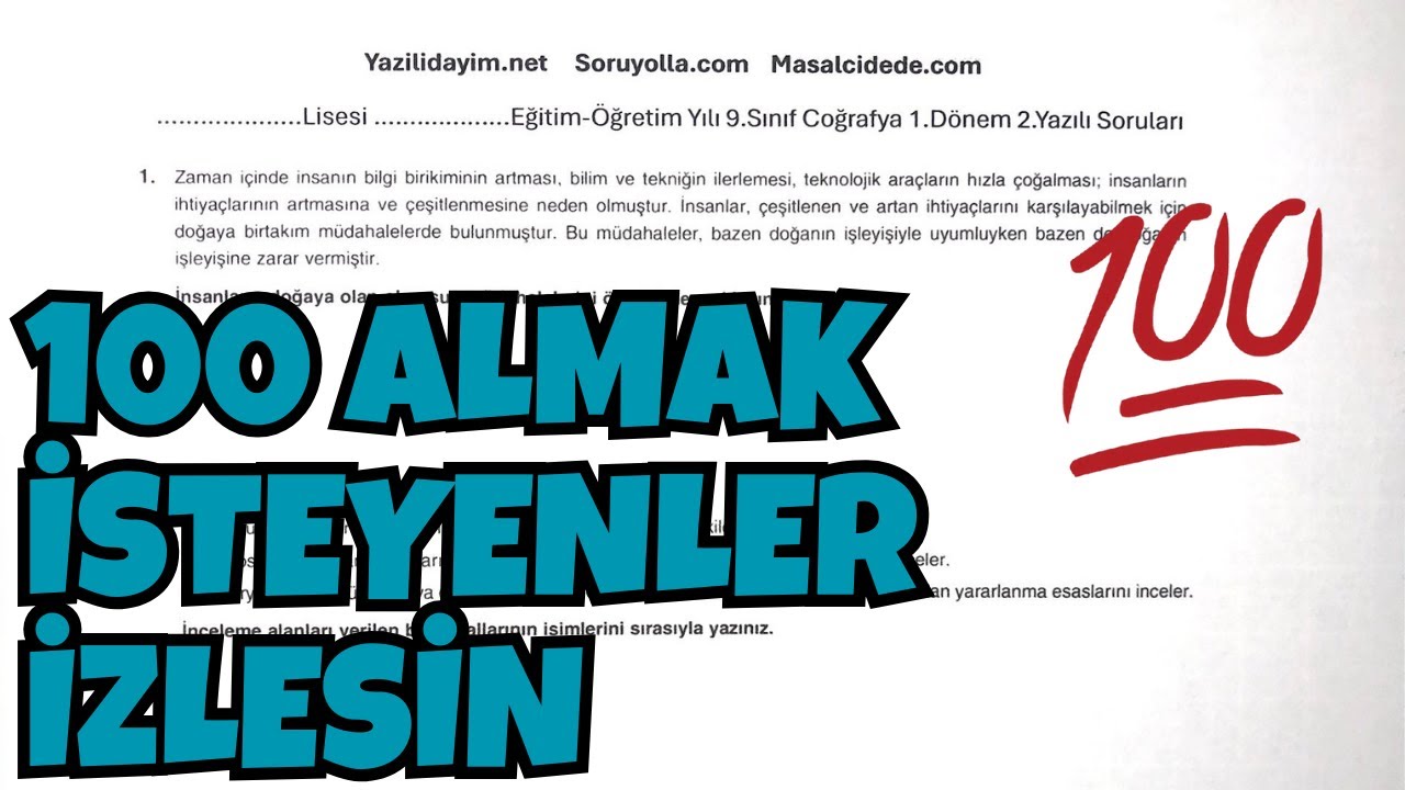 9.Sınıf Coğrafya 1.Dönem 2.Yazılı
