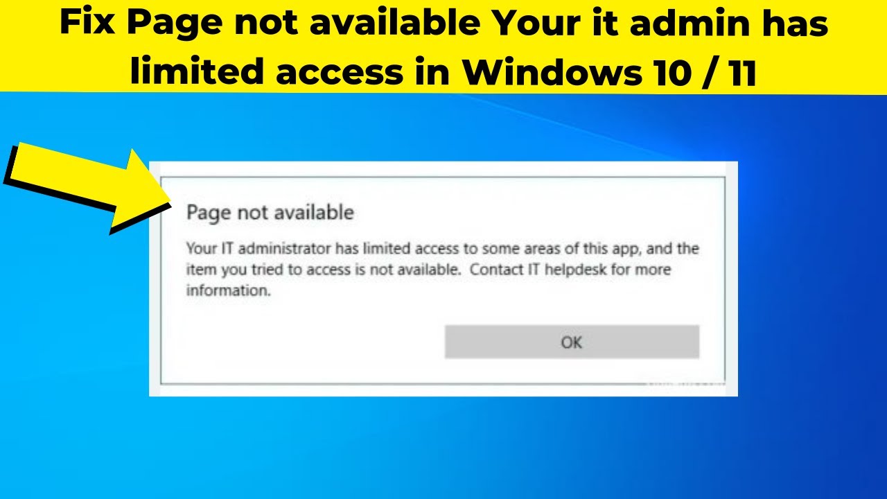 Fix Page not available Your it admin has limited access in Windows 10 / 11 | How To Solve Defender