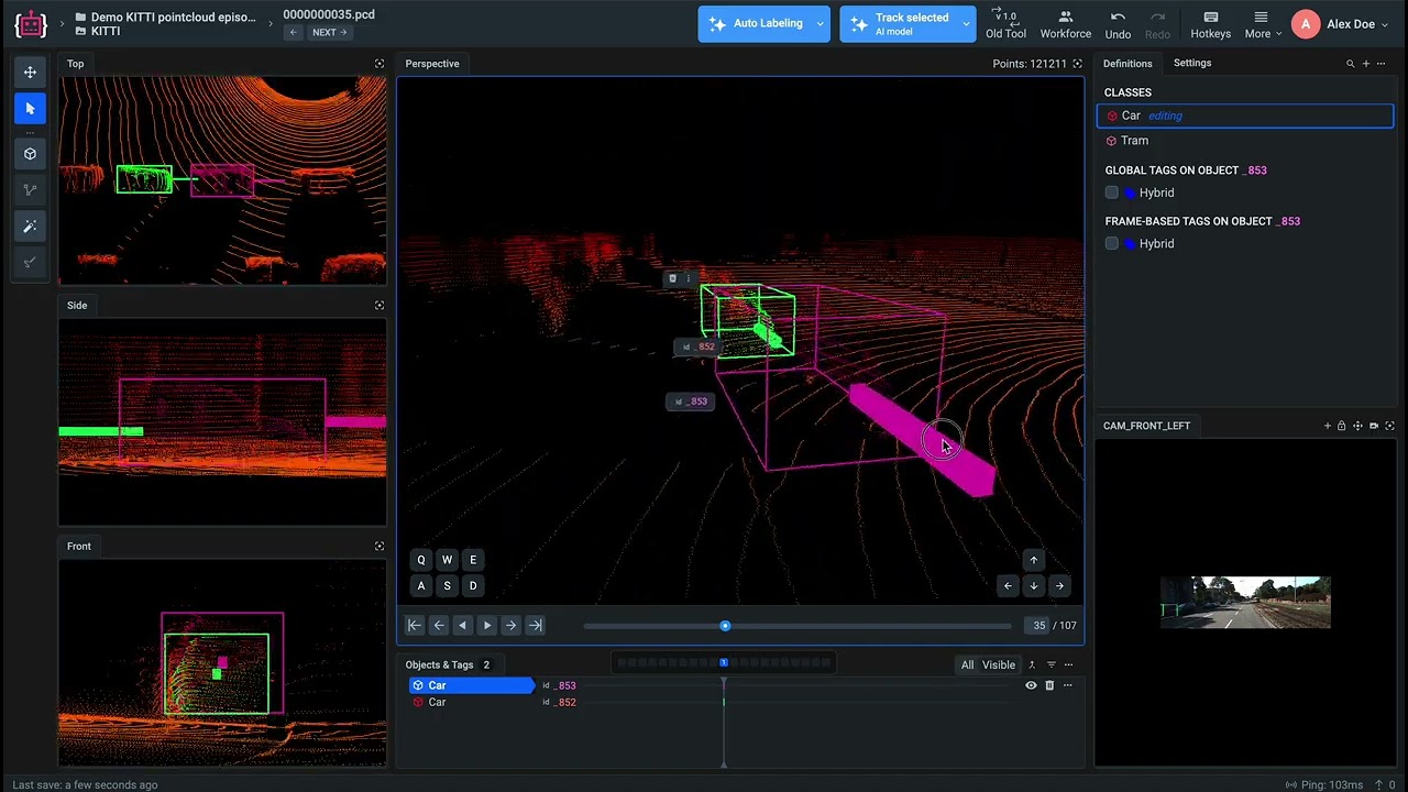 3D Point Cloud. 3D AI Assistant. Automatic Cuboid Adjustment