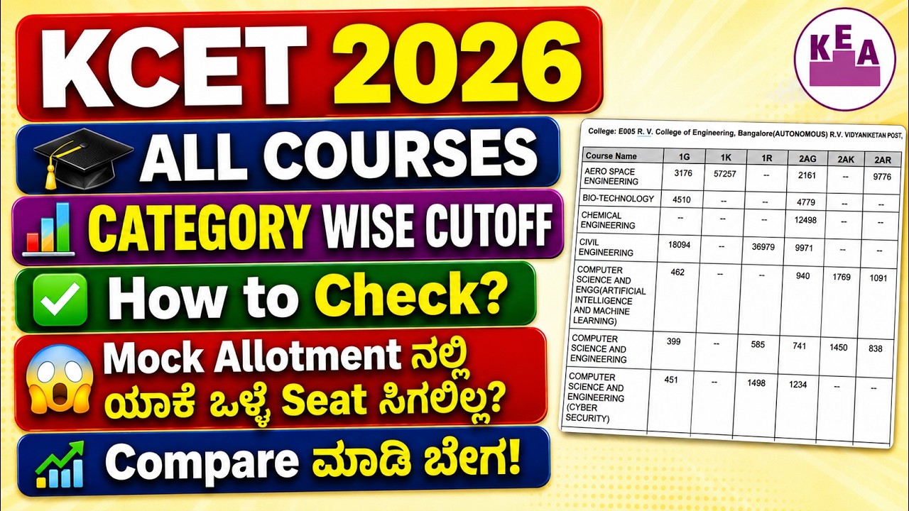 🎓 KCET 2026 | Category Wise Cutoff (First Round) All Courses 🚨| How to Check | Option Entry Re-Open?