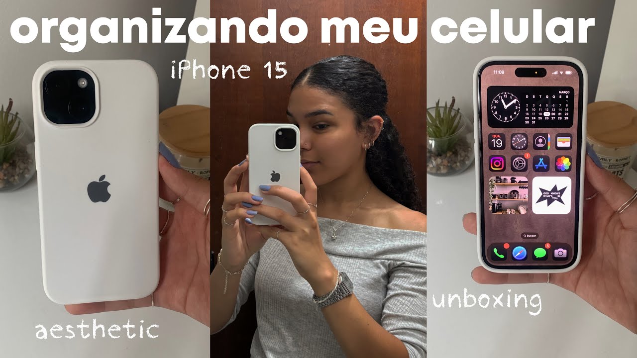 ORGANIZANDO MEU CELULAR NOVO 📲💗 | IPhone 15 + Unboxing