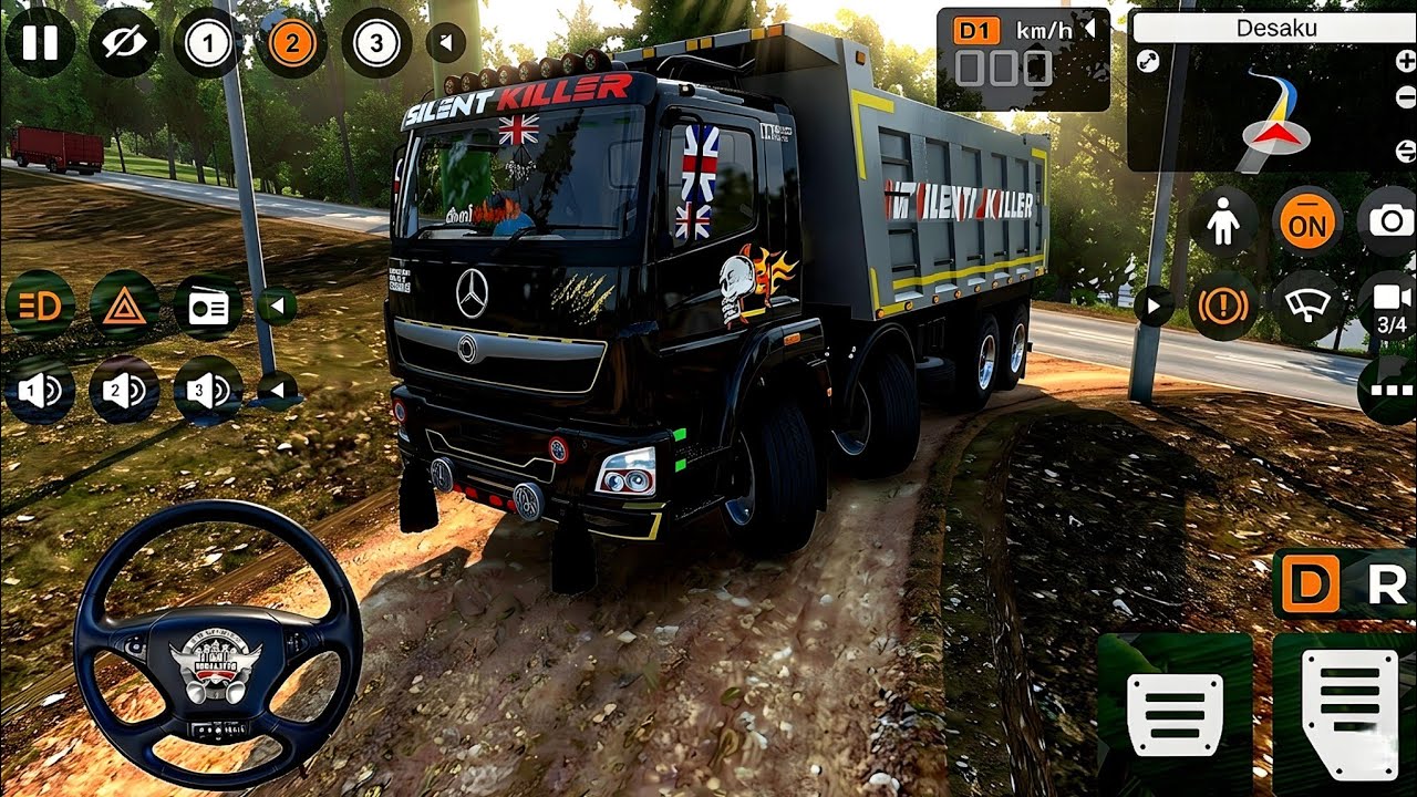 HEAVY 12 WHEELER BHARAT BENZ TRUCK SAND & ROCK DELIVERY ON SHIMLA FOGGY HILLS | BUSSID